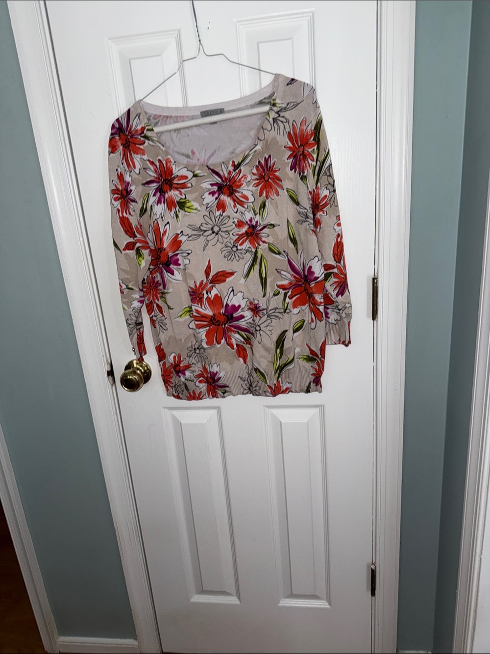 Joseph Beige Tunic with Red and Pink Floral Print